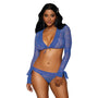 Dreamgirl 2 - Piece Mesh Knit Animal Print Shrug & Cheeky Panty Periwinkle O/S - Royal Sins