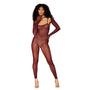 Dreamgirl Animal Print Fishnet Lace Bodystocking & Shrug Burgundy O/S - Royal Sins