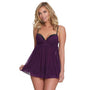 Dreamgirl Babydoll With Underwire Push - Up Cups and G - String Plum Small Hanging - Royal Sins