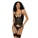 Dreamgirl Bustier and Thong Black L Hanging - Royal Sins