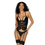 Dreamgirl Bustier and Thong Black L Hanging - Royal Sins