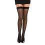 Dreamgirl Diamond Net Fishnet Thigh Highs with Vinyl Bowtie Accent Black OS - Royal Sins
