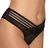 Dreamgirl Mesh Thong with Shadow Stripe Elastic Front Detail Black XL Hanging - Royal Sins