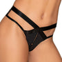 Dreamgirl Microfiber Open - Crotch Strappy Panty Black M Hanging - Royal Sins