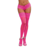 Dreamgirl Neon Pink Sheer Thigh - High Stockings With Silicone Lace Top Pink OS - Royal Sins