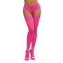Dreamgirl Neon Pink Sheer Thigh - High Stockings With Silicone Lace Top Pink OS - Royal Sins