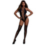 Dreamgirl Opaque Seamless Teddy with High - Neck Styling with Fixed Shoulder Straps Black OS - Royal Sins