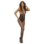 Dreamgirl Open - Cup Bodystocking with Knitted Lace Teddy Design Black OS - Royal Sins