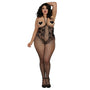 Dreamgirl Open - Cup Bodystocking With Knitted Lace Teddy Design Black Queen - Royal Sins