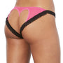 Dreamgirl Panty with Lace Ruffle Trim, Open - Back Heart Detail Hot Pink/Black M Hanging - Royal Sins
