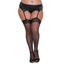 Dreamgirl Plus - Size Fishnet Thigh - High Stockings With Lace Top Black Queen - Royal Sins