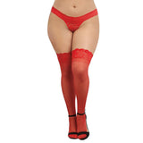 Dreamgirl Plus - Size Sheer Thigh - High Stockings With Silicone Lace Top Red Queen - Royal Sins
