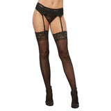 Dreamgirl Sheer Nylon Thigh - High Stockings With Lace Top Black OS - Royal Sins