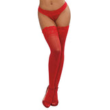 Dreamgirl Sheer Thigh - High Stockings with Silicone Lace Top Red OS - Royal Sins