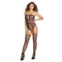 Dreamgirl Strapless Teddy Bodystocking With Pattern Mixing Details Black OS - Royal Sins