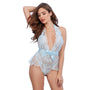 Dreamgirl Stretch, Scalloped, Galloon Lace Teddy Light Blue OS - Royal Sins