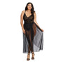 Dreamgirl Teddy & Sheer Mesh Maxi Skirt With G - String Black Queen 2X Hanging - Royal Sins