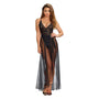 Dreamgirl Teddy & Sheer Mesh Maxi Skirt With G - String Black?Small Hanging - Royal Sins