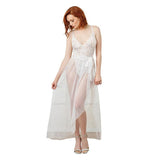 Dreamgirl Teddy & Sheer Mesh Maxi Skirt With G - String White Large Hanging - Royal Sins