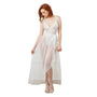 Dreamgirl Teddy & Sheer Mesh Maxi Skirt With G - String White Medium Hanging - Royal Sins
