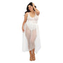 Dreamgirl Teddy & Sheer Mesh Maxi Skirt With G - String White Queen 3X Hanging - Royal Sins