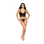 Dreamgirl Velvet and Gold Lurex Lace Bustier and G - string Set Black S - Royal Sins