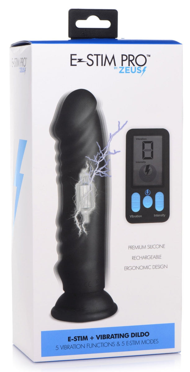 E - Stim Pro 5x Vibrating Dildo with Remote Control - Royal Sins