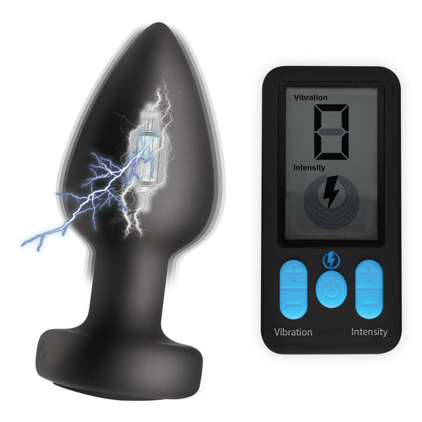 E - Stim Pro Silicone Vibrating Anal Plug with Remote Control - Royal Sins