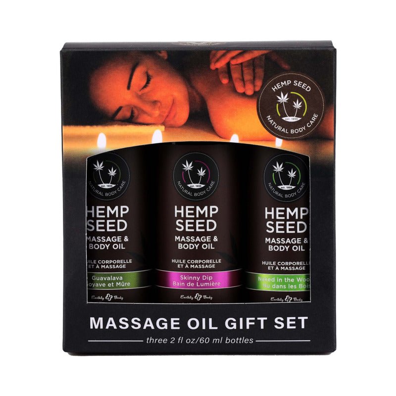 Earthly Body Hemp Seed Massage Oil 3 - Piece Gift Set 2 oz. - Royal Sins