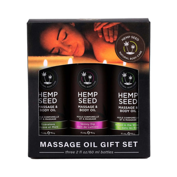 Earthly Body Hemp Seed Massage Oil 3 - Piece Gift Set 2 oz. - Royal Sins
