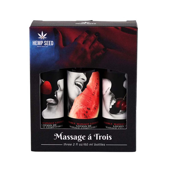 Earthly Body Massage - a - trois Edible Massage Lotion 3 - Piece Gift Set Box 2 oz. - Royal Sins