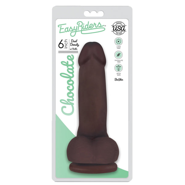 Easy Riders 6 Inch Dual Density Dildo With Balls - Brown - Royal Sins