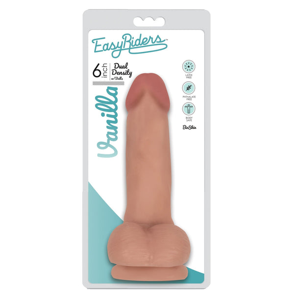 Easy Riders 6 Inch Dual Density Dildo With Balls - Flesh - Royal Sins