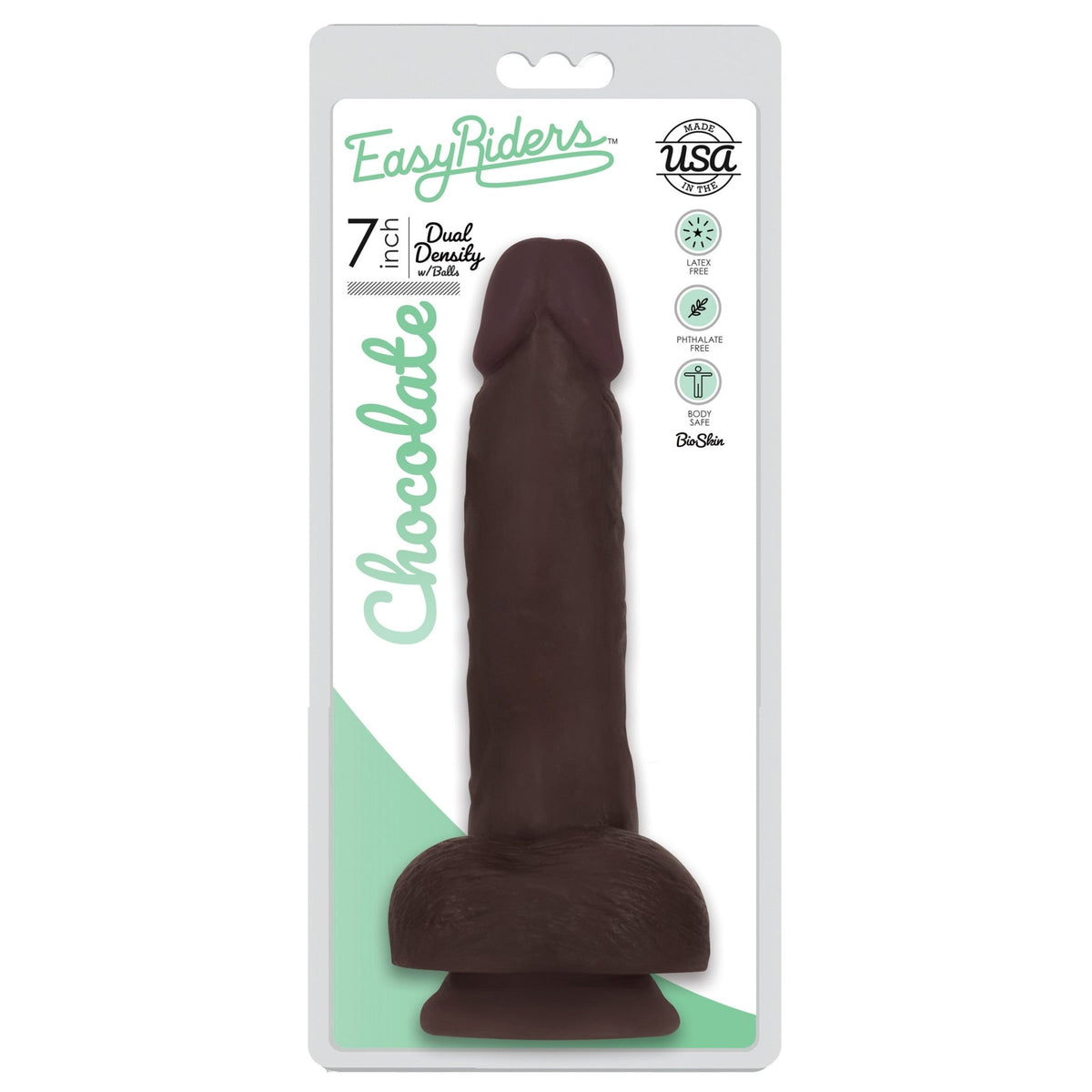 Easy Riders 7 Inch Dual Density Dildo With Balls - Brown - Royal Sins