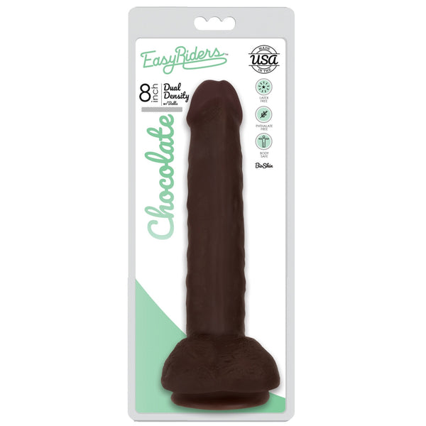 Easy Riders 8 Inch Dual Density Dildo With Balls - Brown - Royal Sins