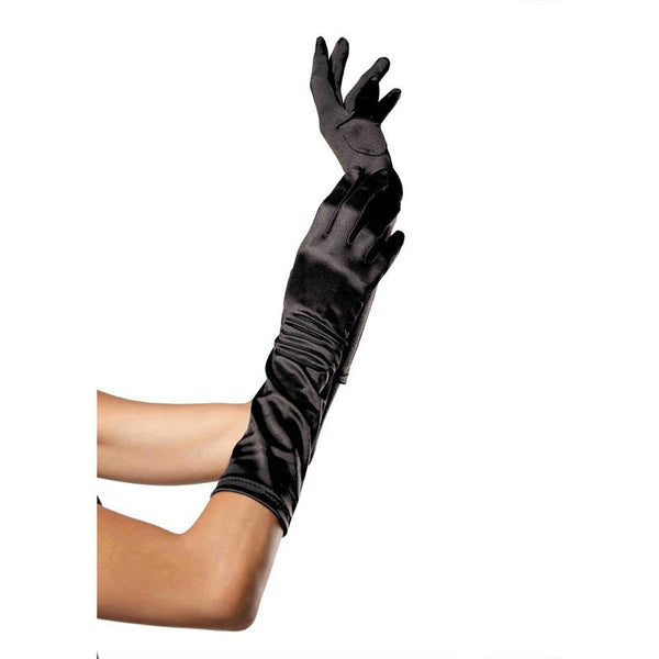 Elbow Length Satin Glove O/S BLACK - Royal Sins