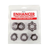 Enhancer Five Piece Cock Ring Set Black - Royal Sins
