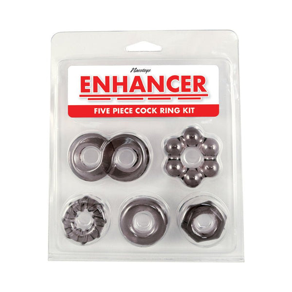 Enhancer Five Piece Cock Ring Set Black - Royal Sins