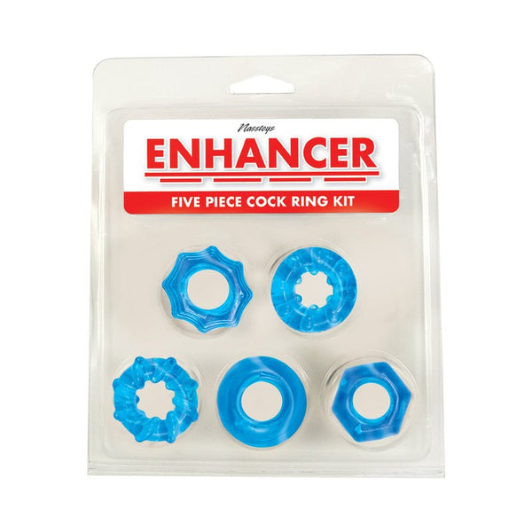 Enhancer Five Piece Cock Ring Set Blue - Royal Sins