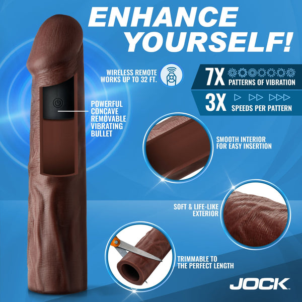 Enhancers Vibrating Penis Extension w/ Remote - Dark - Royal Sins