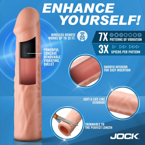 Enhancers Vibrating Penis Extension w/ Remote - Medium - Royal Sins