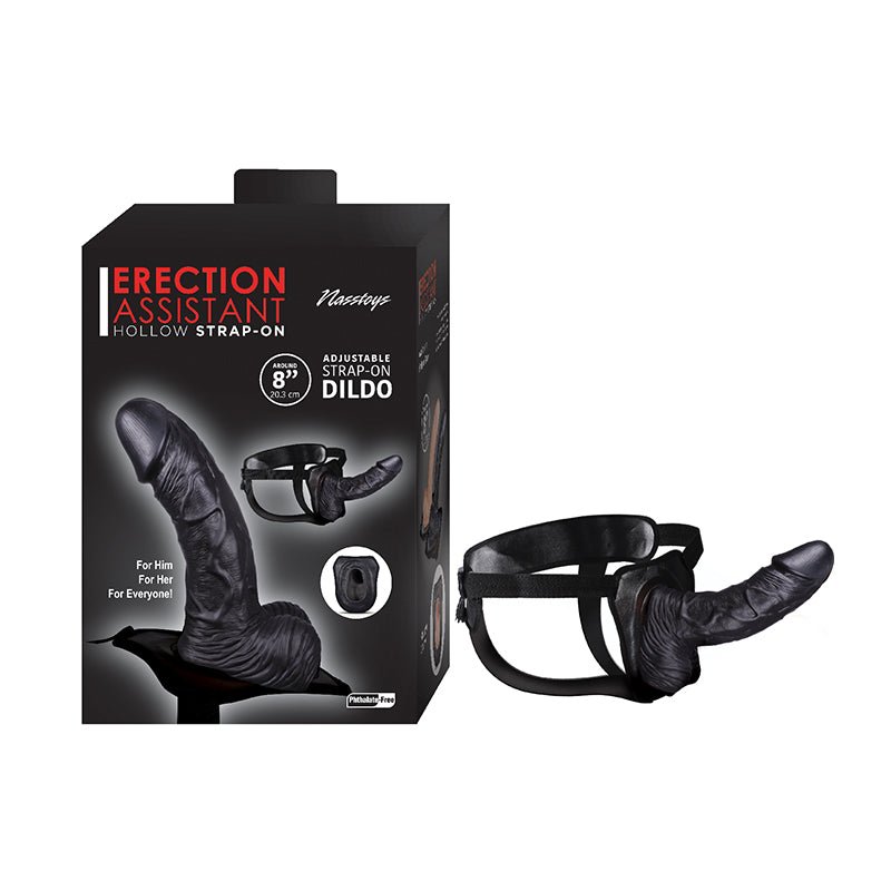 Erection Assistant Hollow Strap - On 8 in. Black - Royal Sins