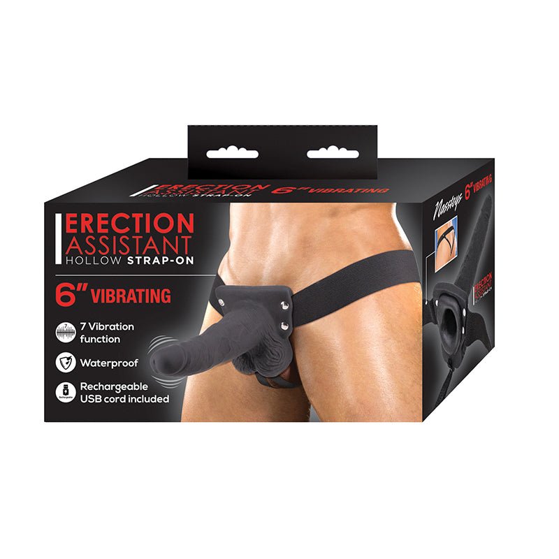 Erection Assistant Hollow Strap - On Vibrating 6 in. Black - Royal Sins