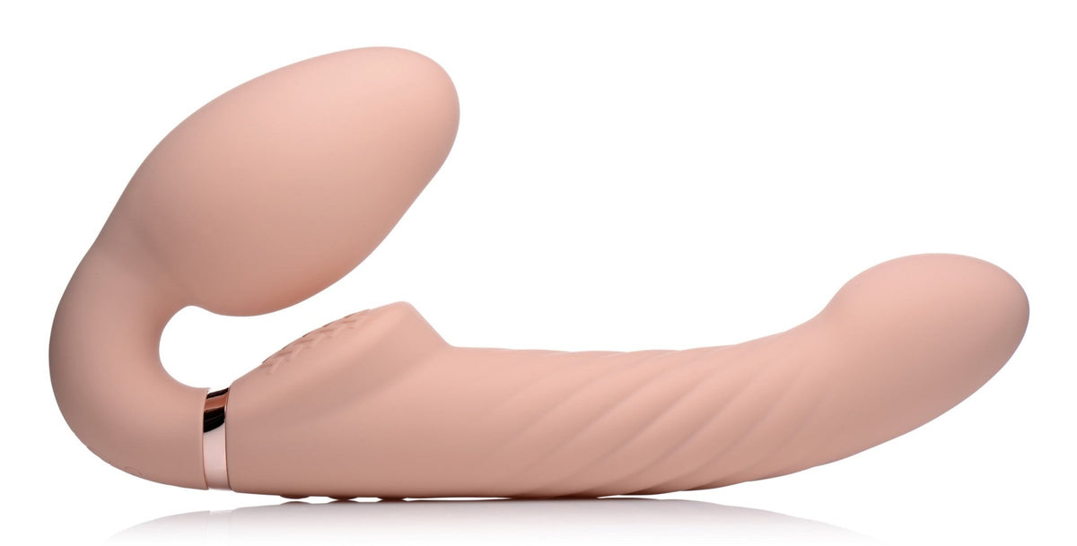 Ergo - Fit Twist Inflatable Vibrating Silicone Strapless Strap - on - Beige - Royal Sins