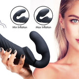 Ergo - Fit Twist Inflatable Vibrating Silicone Strapless Strap - on - Black - Royal Sins