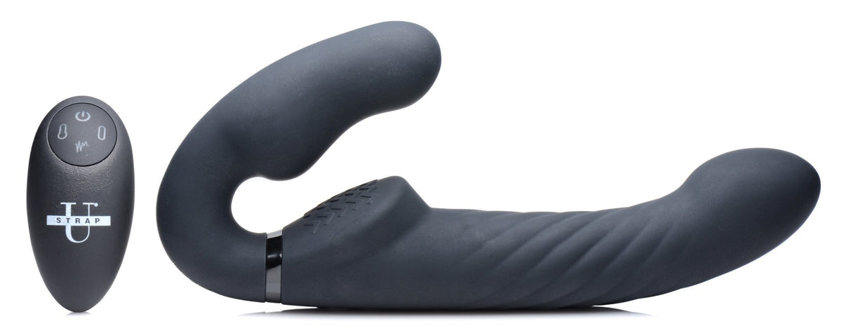 Ergo - Fit Twist Inflatable Vibrating Silicone Strapless Strap - on - Black - Royal Sins