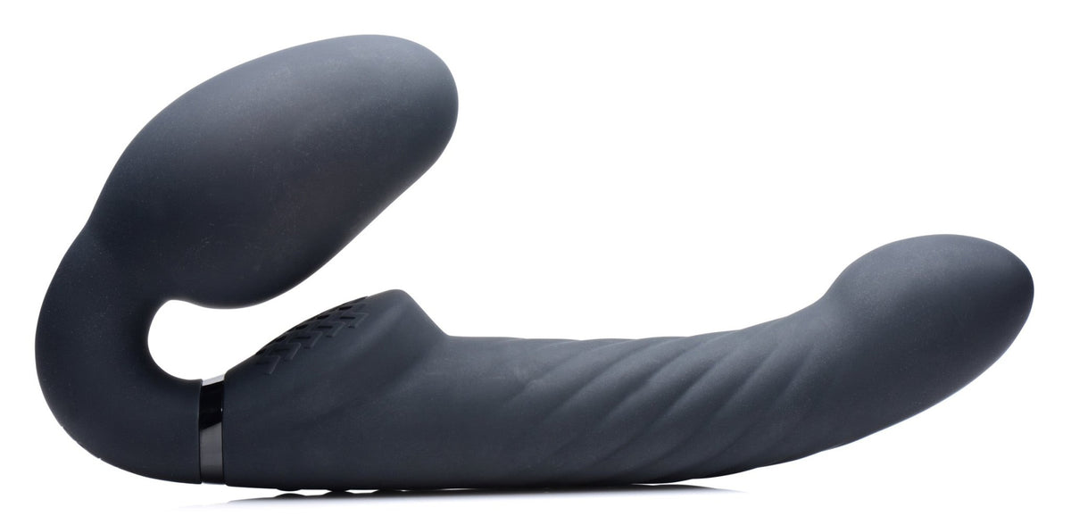 Ergo - Fit Twist Inflatable Vibrating Silicone Strapless Strap - on - Black - Royal Sins