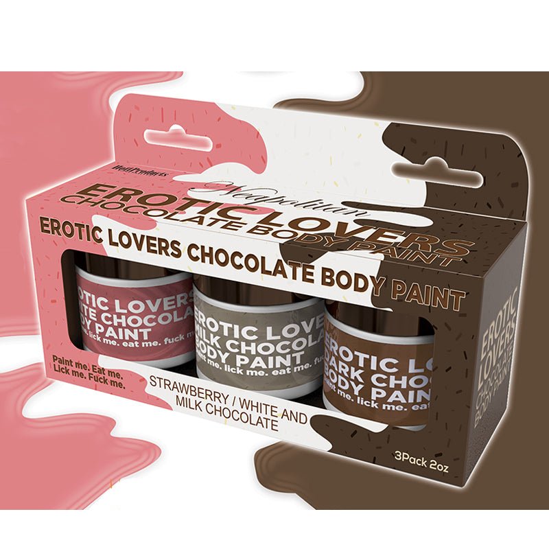 Erotic Chocolate Body Paints White/Milk Chocolate&Strawberry (3 Pack) - Royal Sins