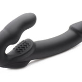 Evoke Rechargeable Vibrating Silicone Strapless Strap On - Black - Royal Sins