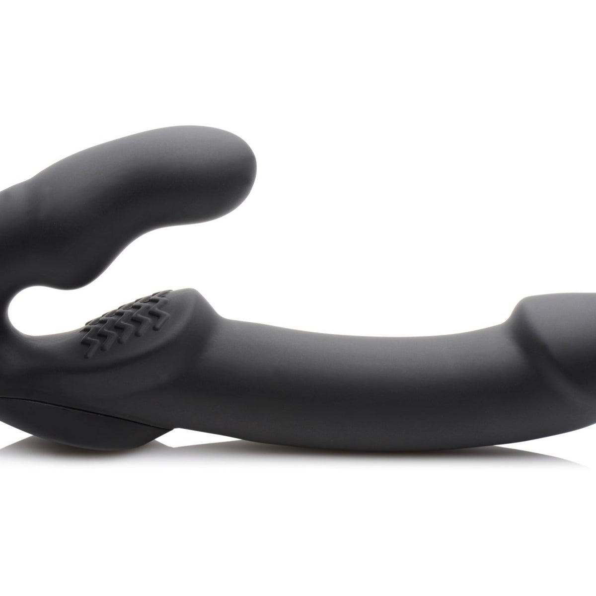 Evoke Rechargeable Vibrating Silicone Strapless Strap On - Black - Royal Sins